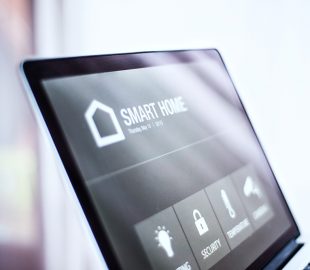 A laptop with smart home control system.